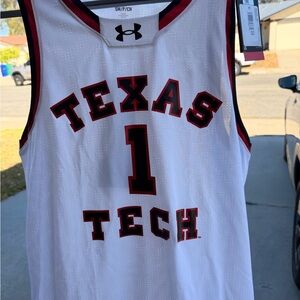 Under Armour White and Black Basketball Jersey with Red Accents